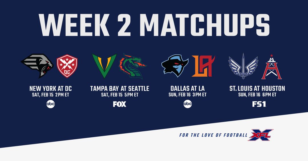 XFL Week 2 Watch & Listen