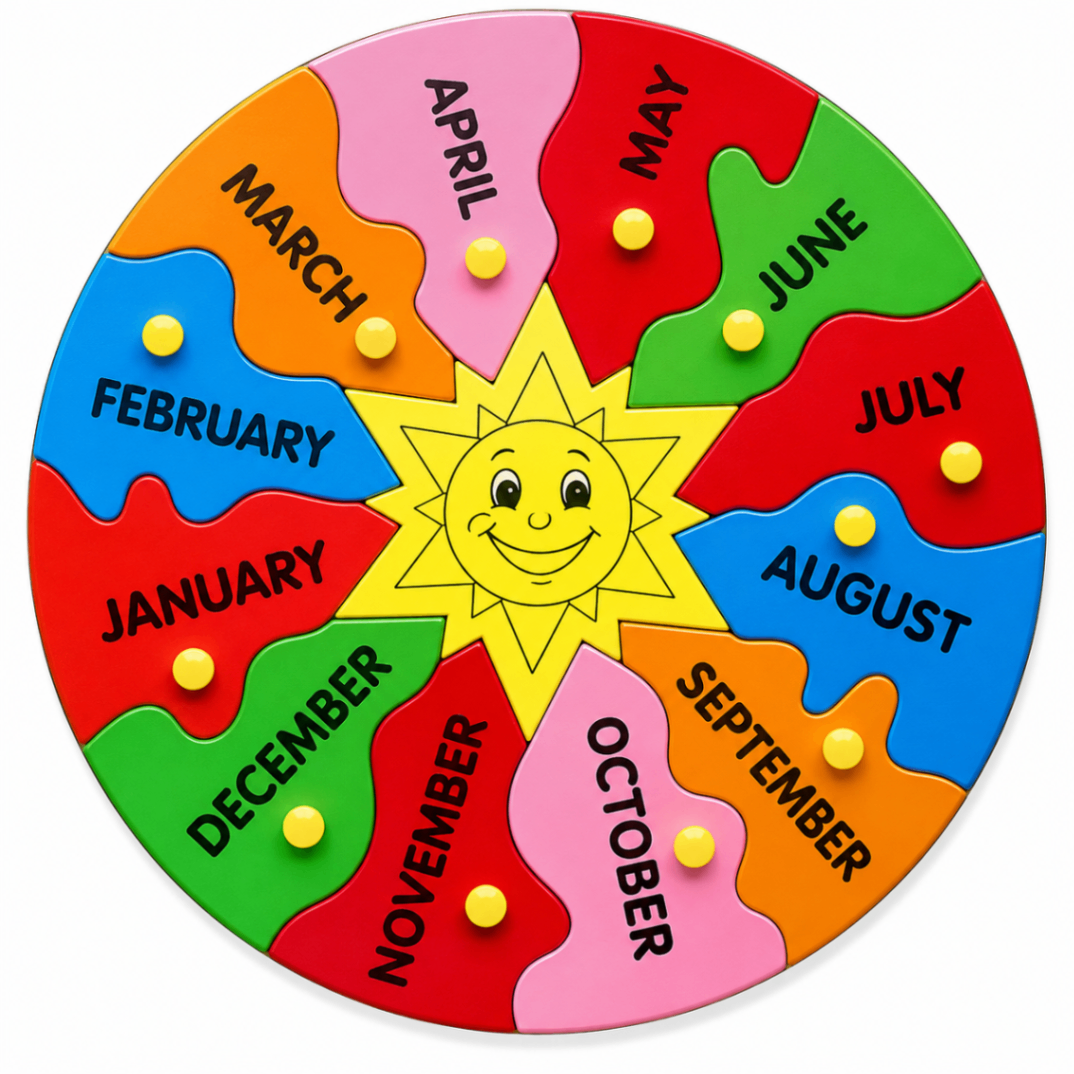 Jigsaw Month's Puzzle with Knob