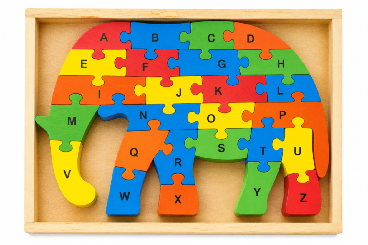 ABC on Elephant - Coloured Jigsaw Puzzle