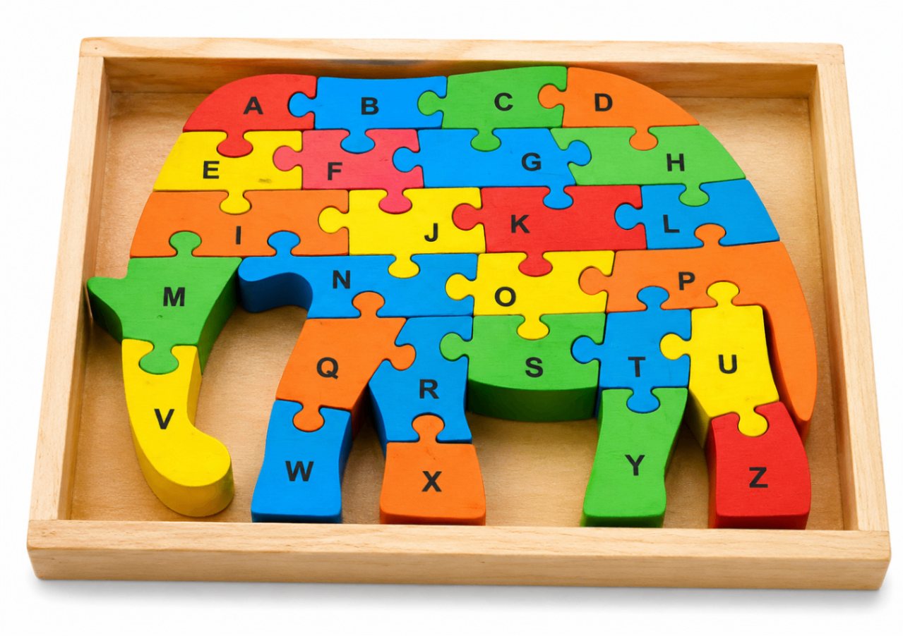 ABC on Elephant - Coloured Jigsaw Puzzle-2