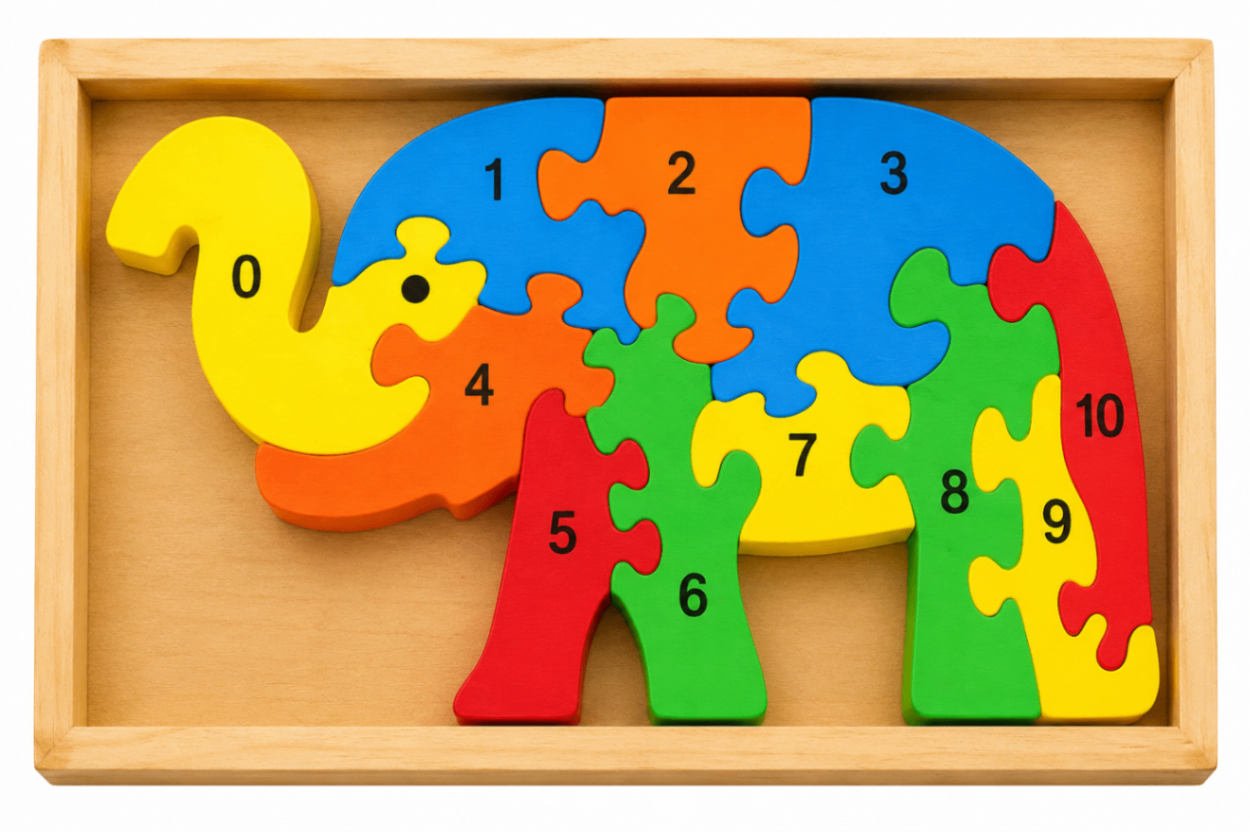 Counting on Elephant - Coloured Jigsaw Puzzle