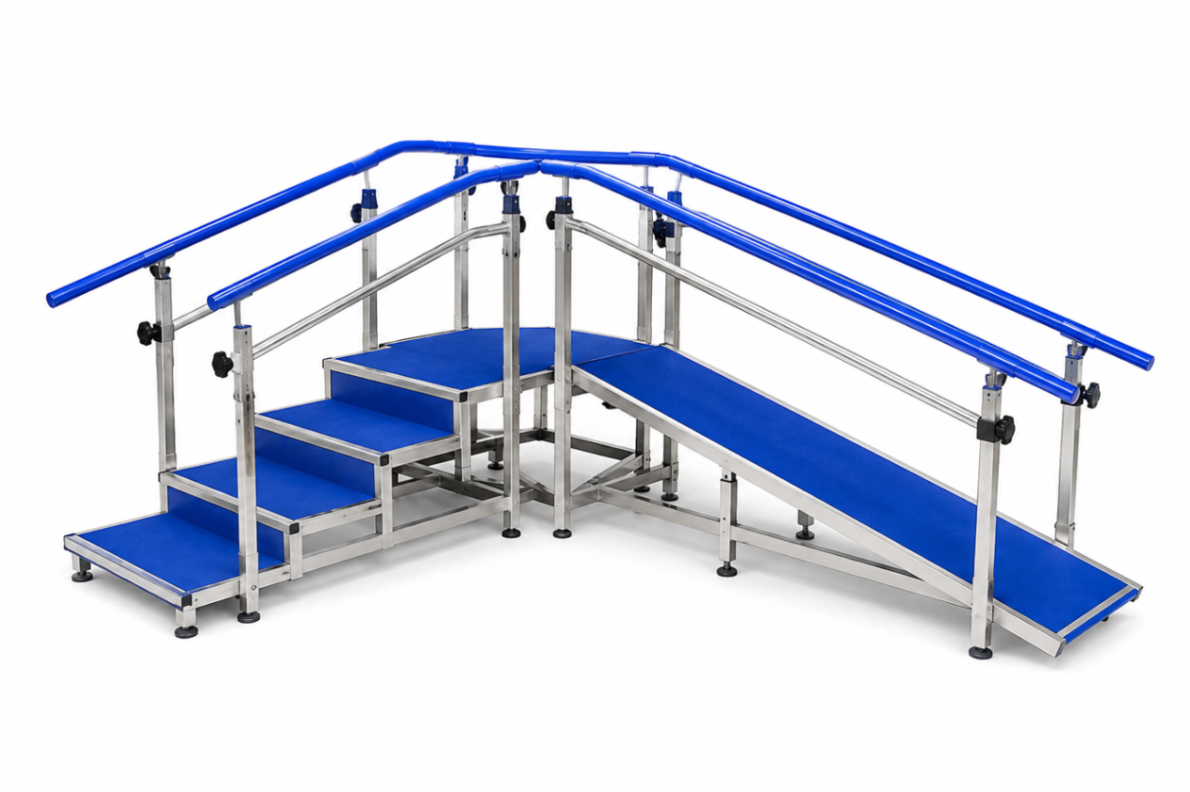 Metallic Exercise Corner Stair Case with Ramp