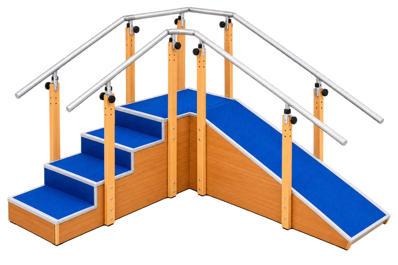 Wooden Exercise Corner Stair Case with Ramp