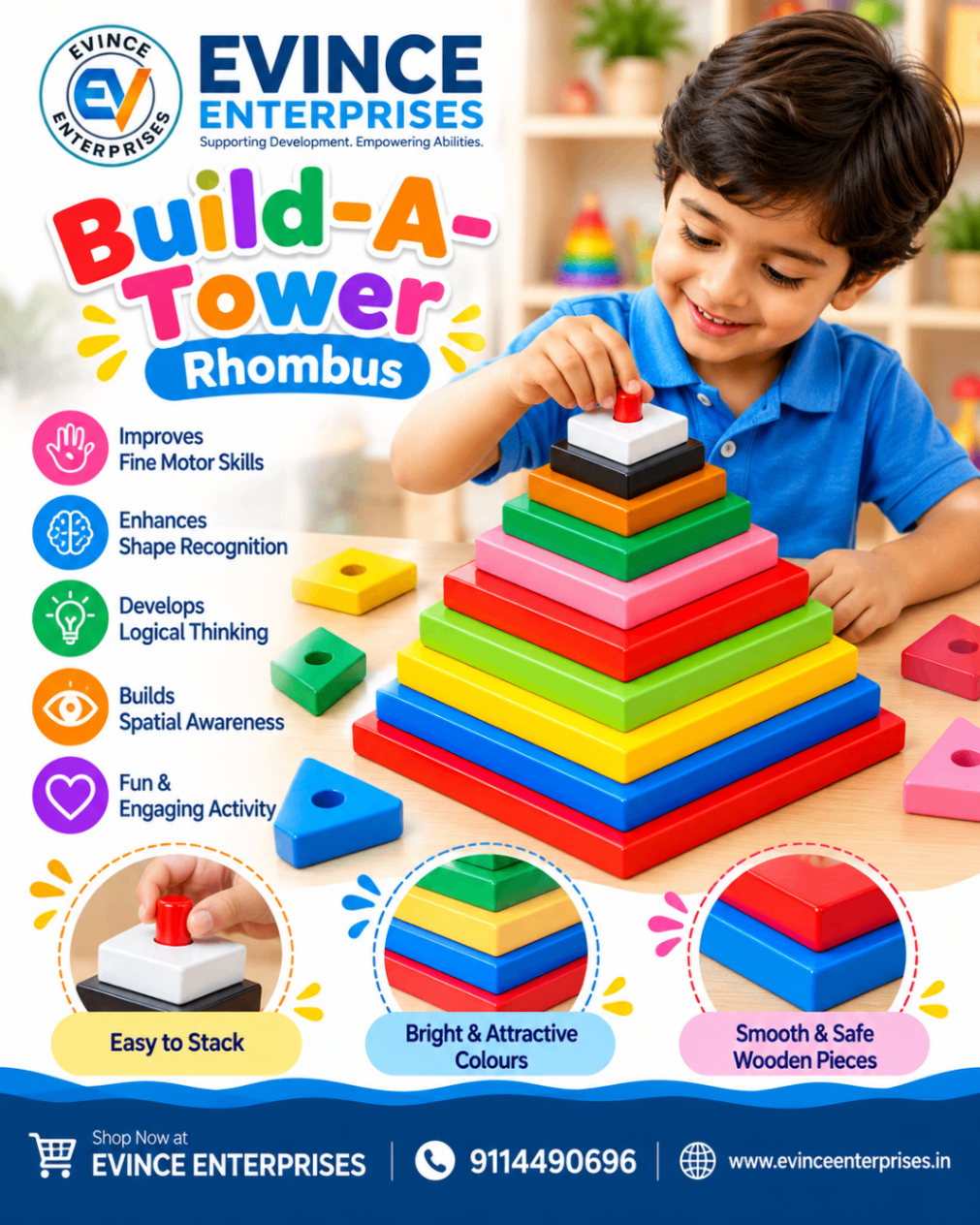 Build-a-Tower Rhombus – Big (10 Pieces)-2