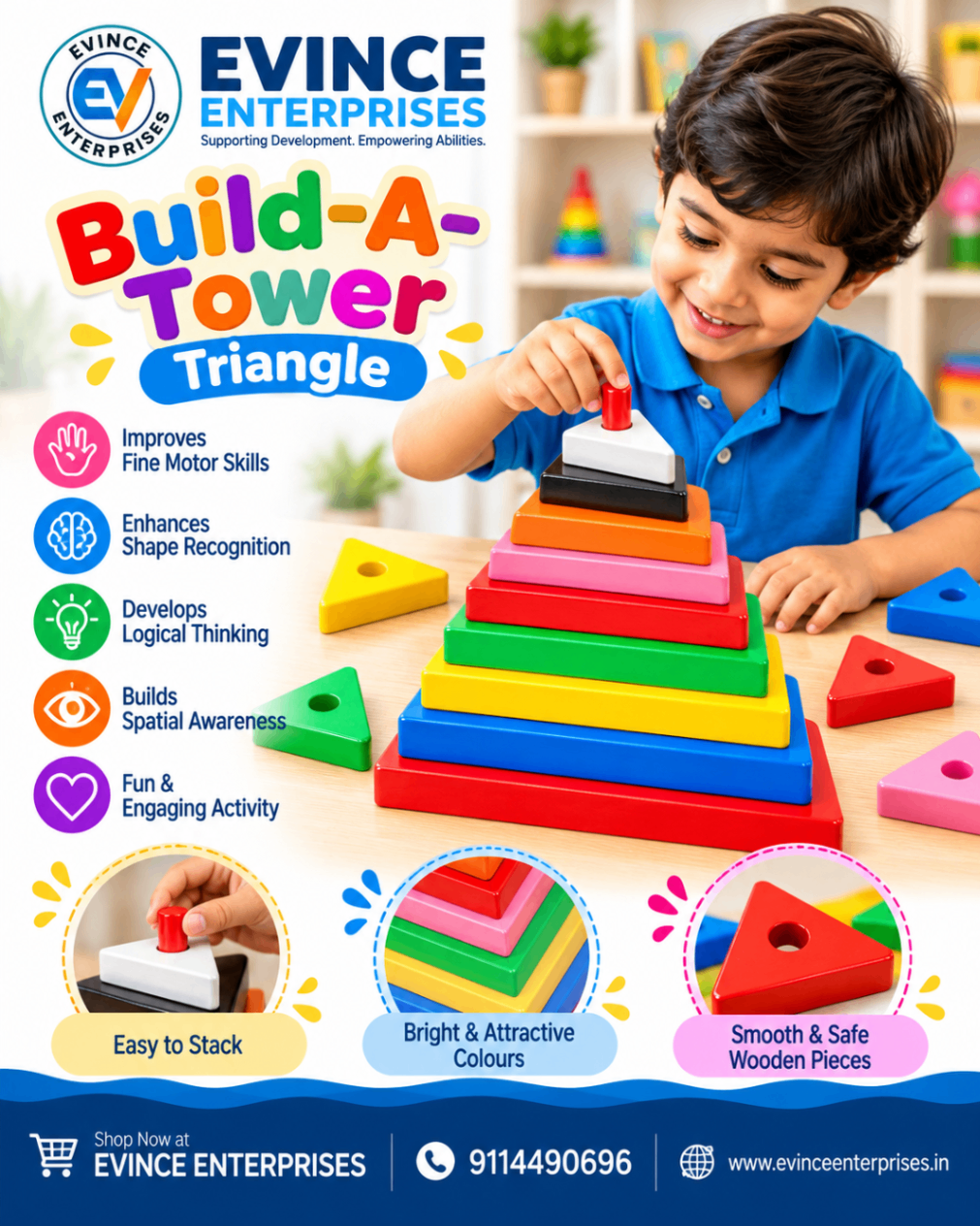 Build-a-Tower Triangle – Big (10 Pieces)-2