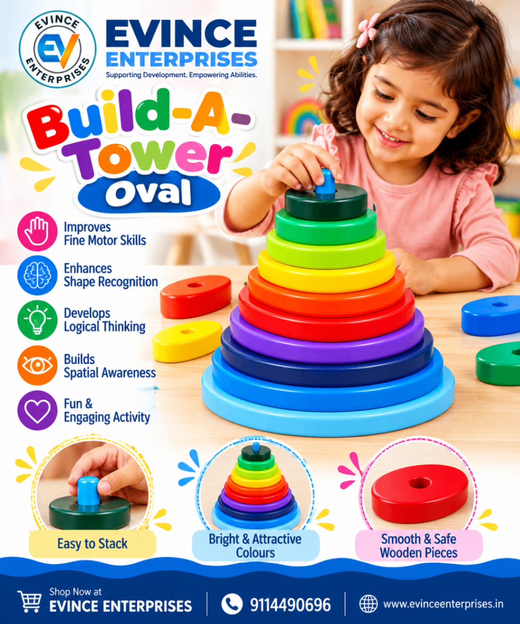 Build-a-Tower Oval - Big (10 Pieces)-2