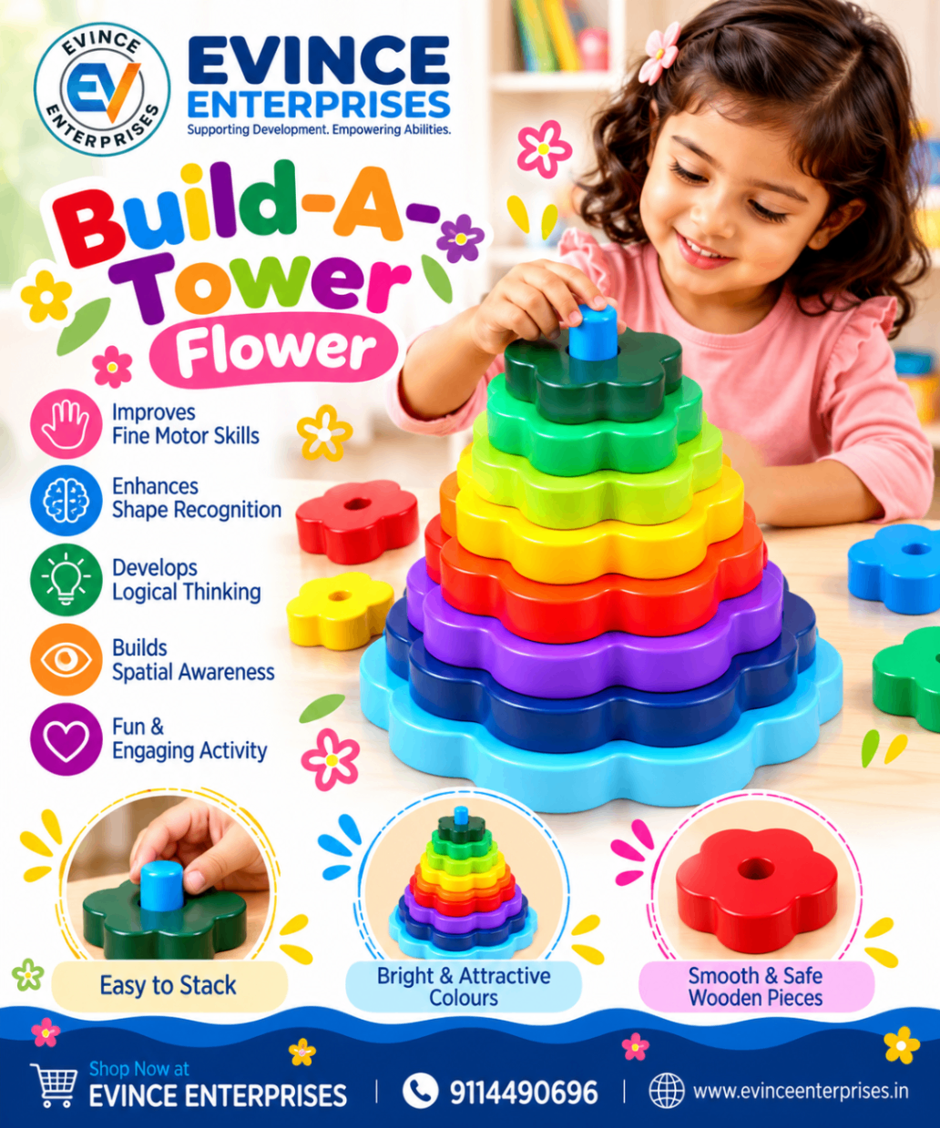 Build-a-Tower Flower – Big (10 Pieces)-2