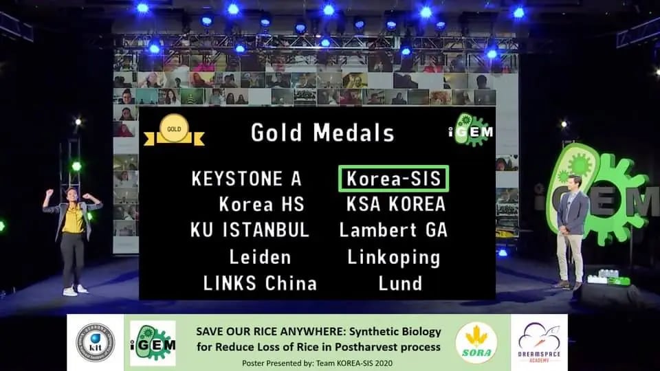 The iGEM 2020 gold medal for a rice biosensor, November 2020.