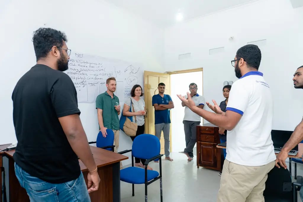 The founders of Lanka Upcycles visit, Batticaloa, 2022-04-12.