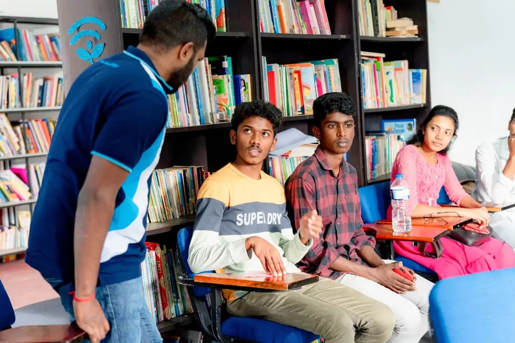 Working on stories in the library, Nuwara Eliya, October 2023.