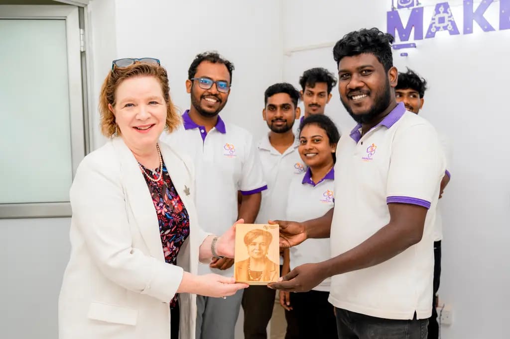 The High Commissioner of Canada with the team, DreamSpace Academy Batticaloa, May 2026.
