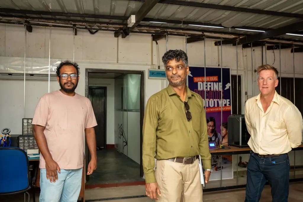 The ACTED visitors with the team, DreamSpace Academy Batticaloa, July 2026.