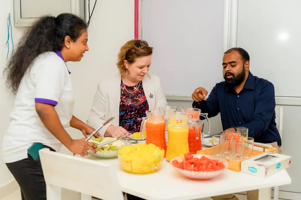 Showing local products to the High Commissioner of Canada, DreamSpace Academy Batticaloa, May 2026.