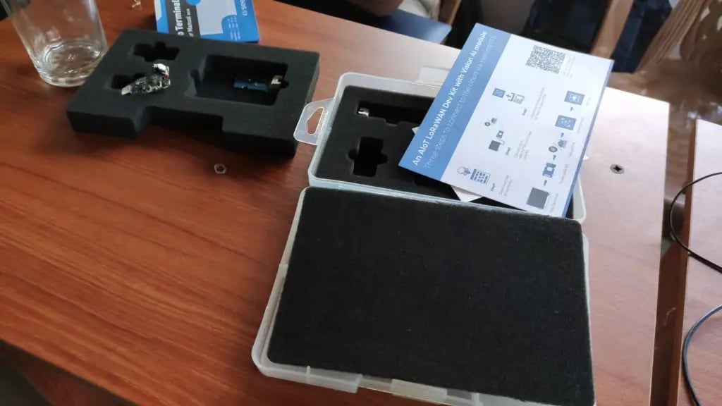 The LoRaWAN development kit used in the workshop, July 2022. Photo: Dinacon 2022.