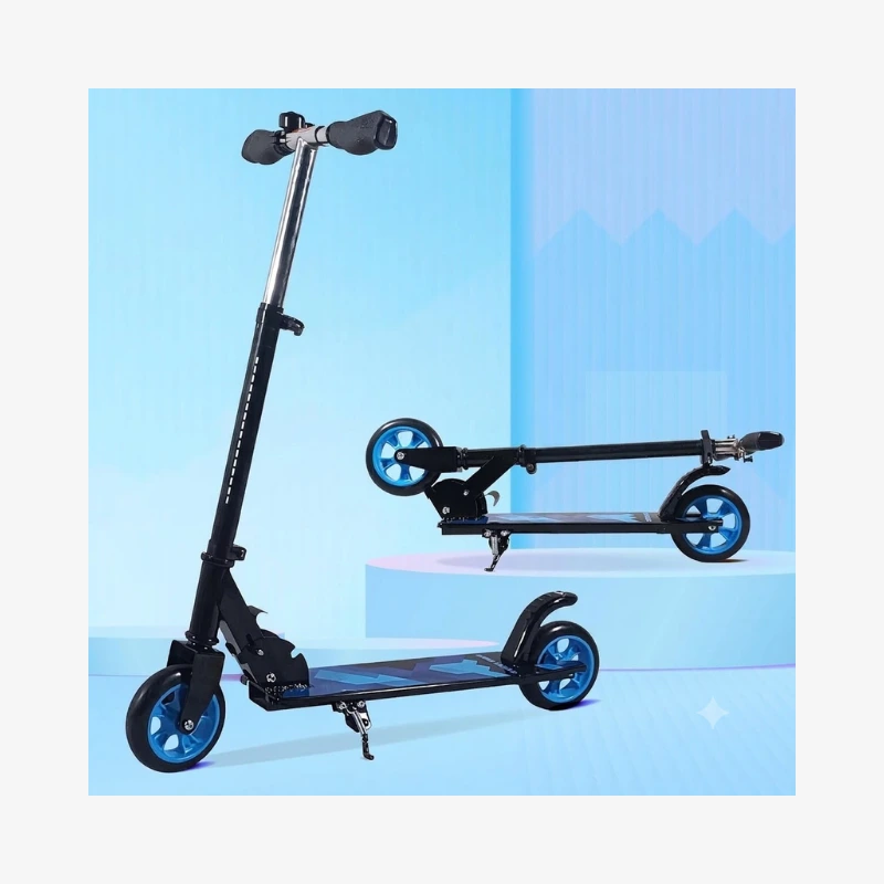 Lifelong Foldable Kids Kick Scooter with LED Wheels & Adjustable Height - Capacity 50kg- for Baby 3+ Year Old boy & Girl - Skate, Blue