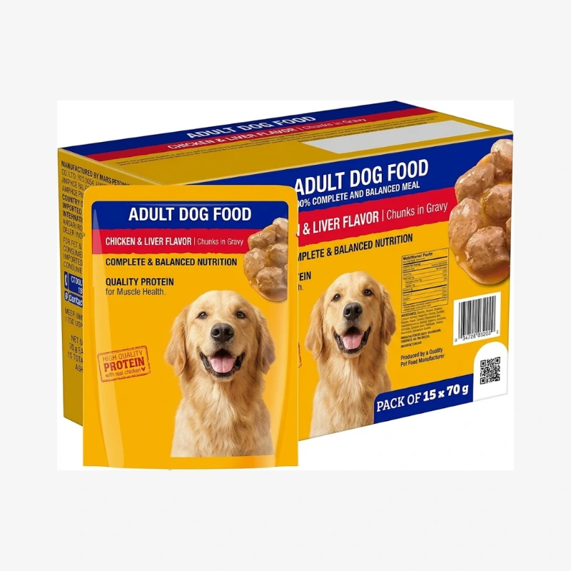 Pedigree Puppy Wet Dog Food, Chicken & Liver Chunks in Gravy, 130 g (Pack of 12), Complete & Balanced Meal for Puppies