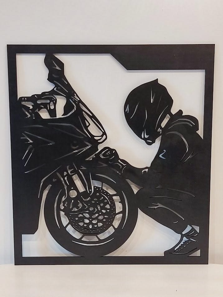 Biker & Sportbike Silhouette Metal Wall Art