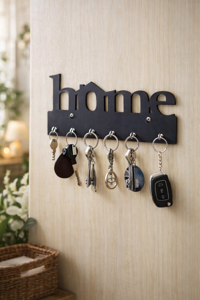 Home Lettering Metal Wall Keyholder Rack