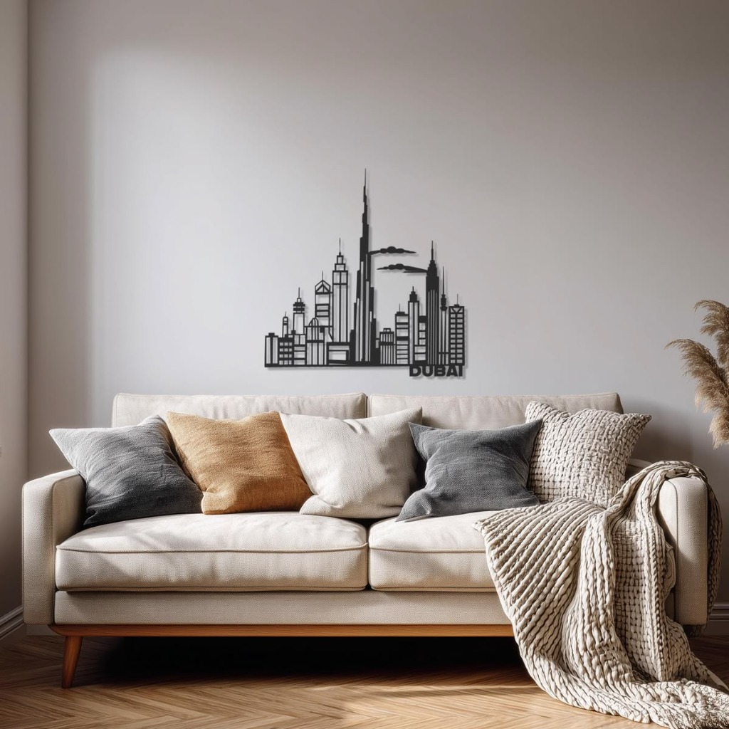 Dubai Skyline & Burj Khalifa Metal Wall Art