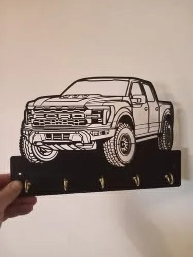 Ford Raptor 4x4 Truck Metal Wall Keyholder Rack