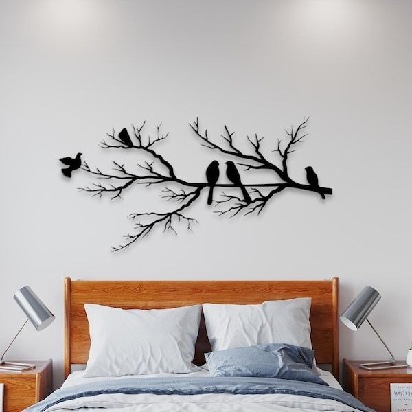 Birds on Tree Branch Metal Wall Art