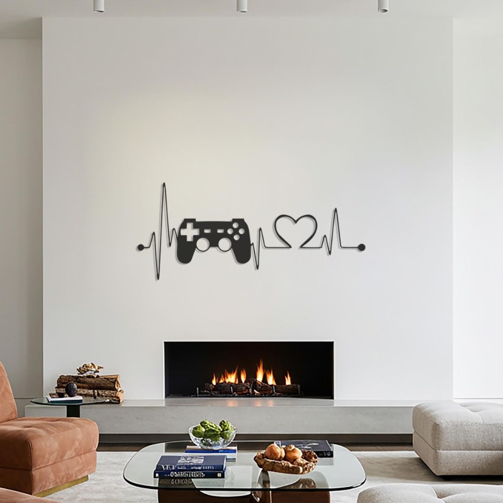 Gamer Heartbeat & Controller Metal Wall Art