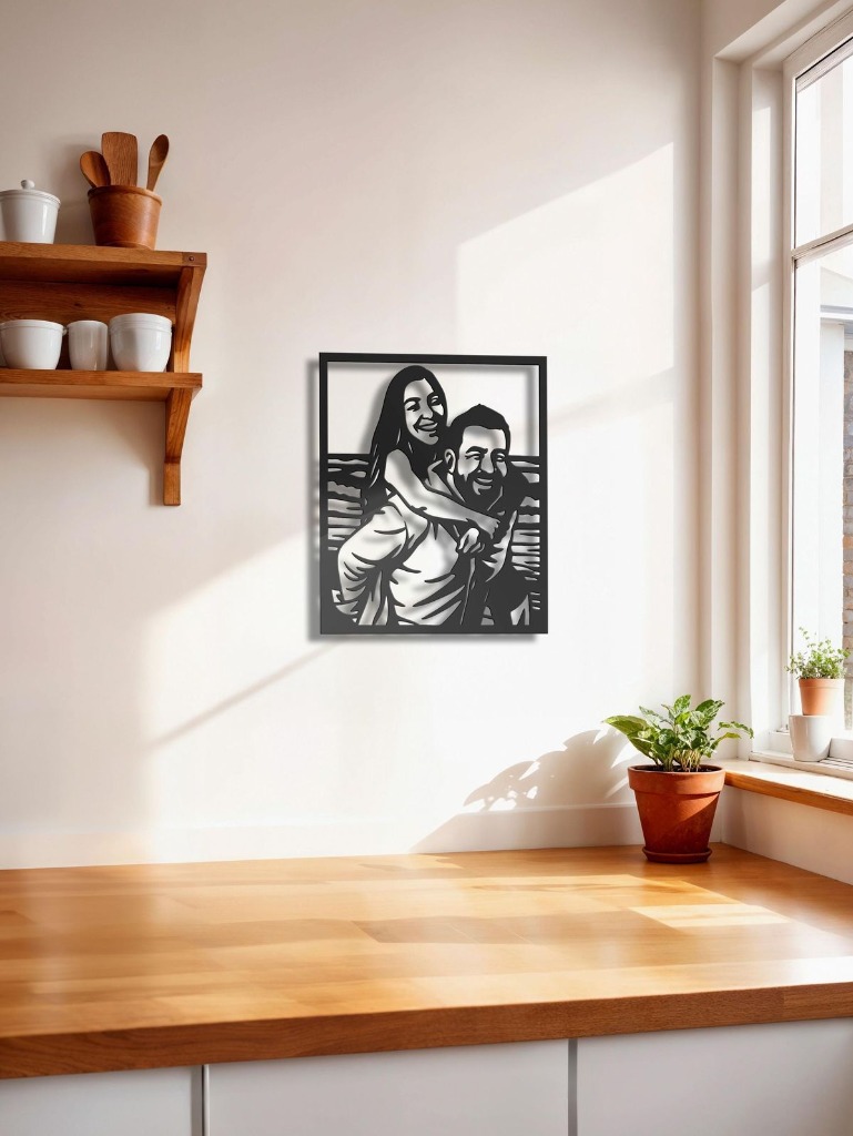 Custom Couple Hug Photo Metal Wall Art