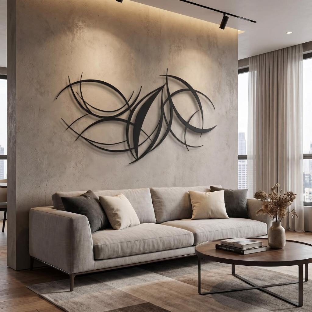 Abstract Swooping Curved Lines Contemporary Metal Wall Sculpture