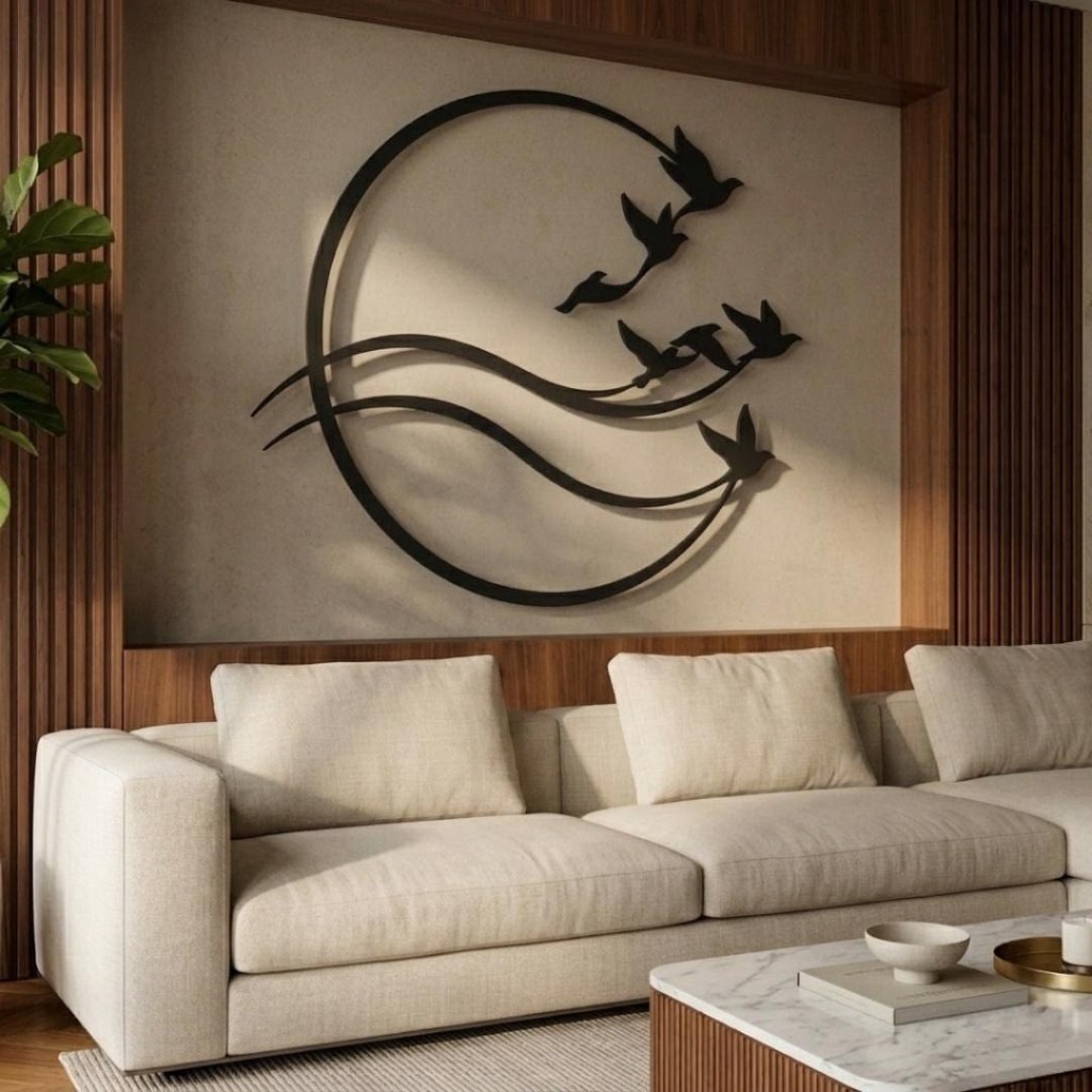 Swirling Flock of Birds Circular Metal Wall Art