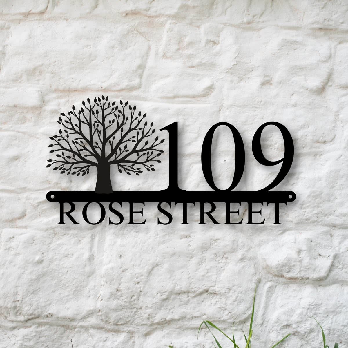 Rose Street Tree Custom House Nameplate