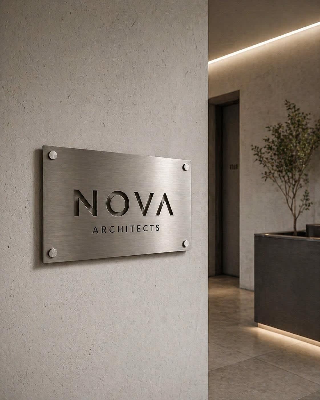 Brushed Metal Office Plate