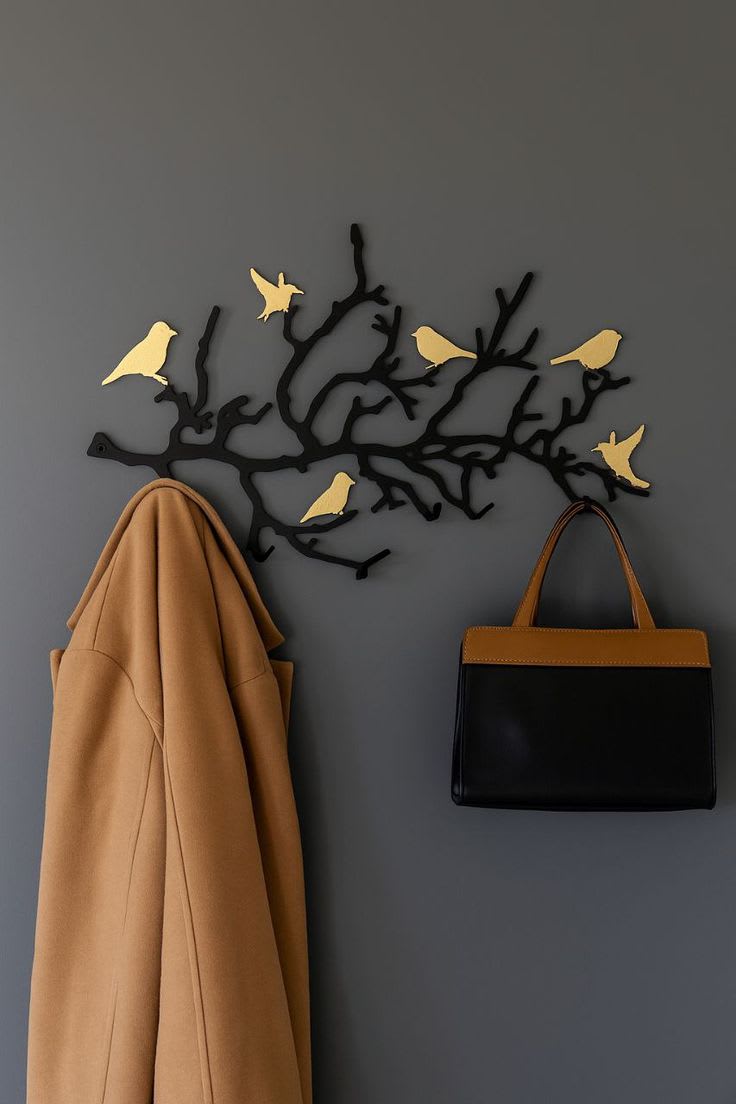 Geometric Bird Branch Wall Coat Rack