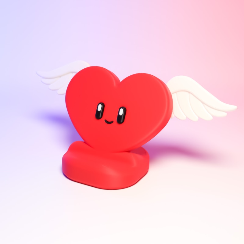 Support de téléphone en forme d’ange avec cœur – Saint-Valentin