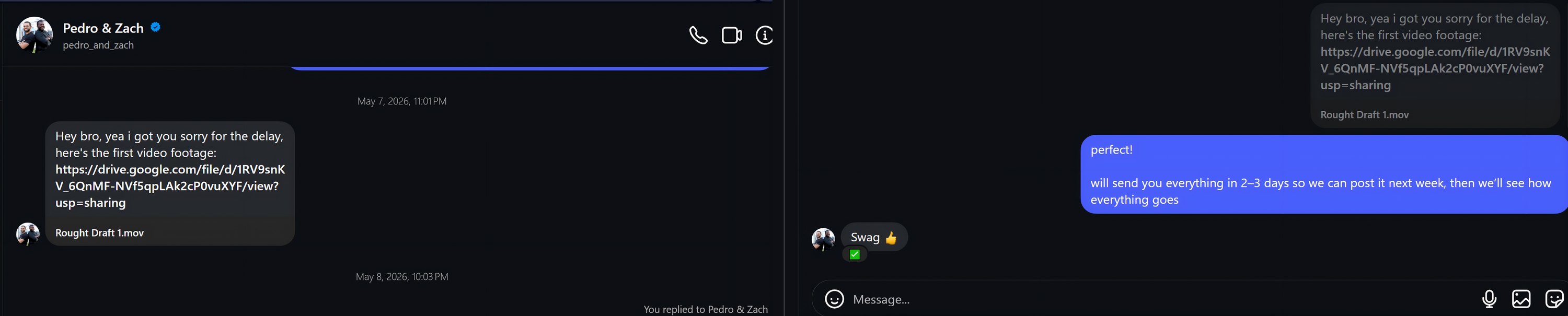 Client message about results from their content