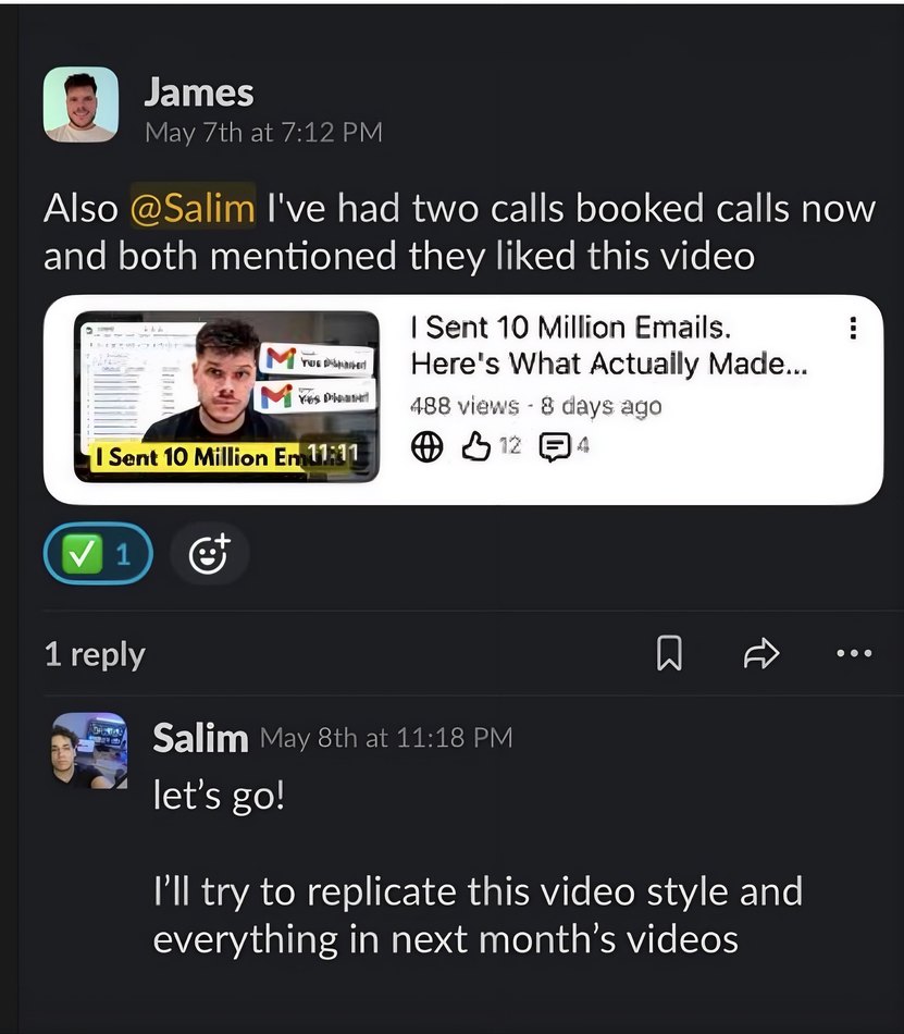 Client message about results from their content