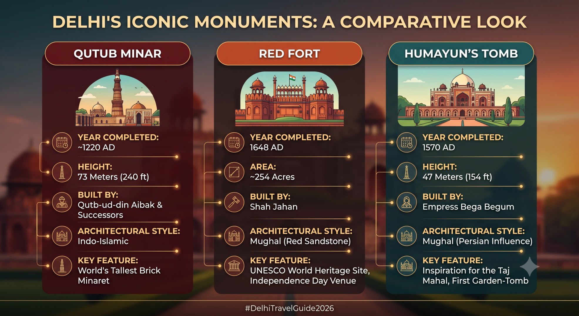 Delhi iconic monuments  A comparative look | Places to visit in Delhi