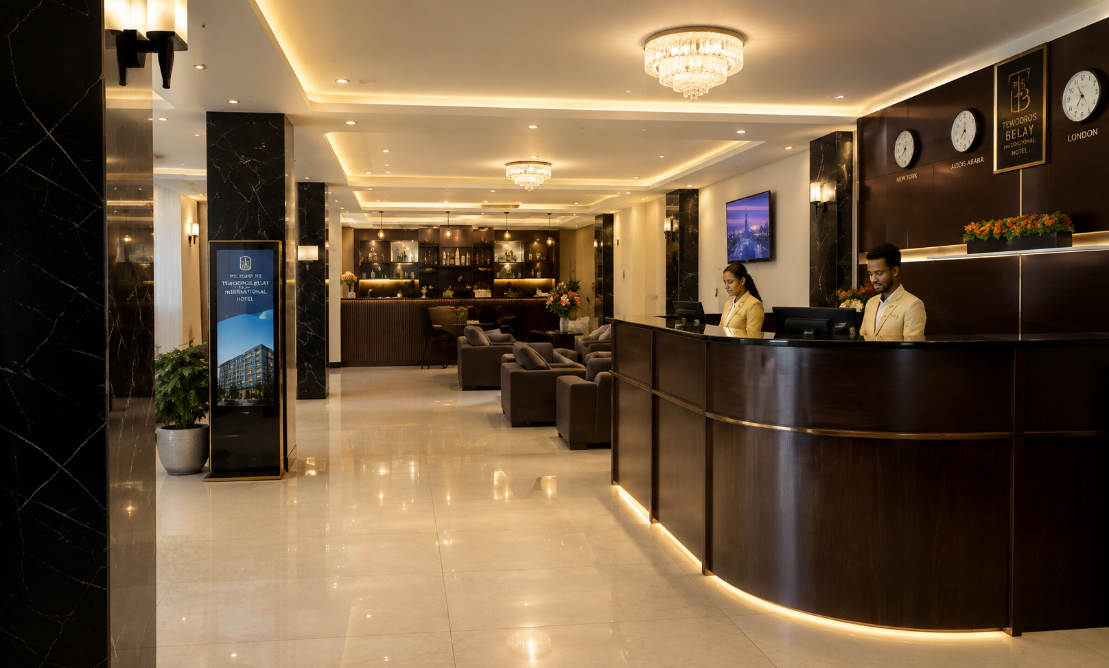 Welcoming hotel reception