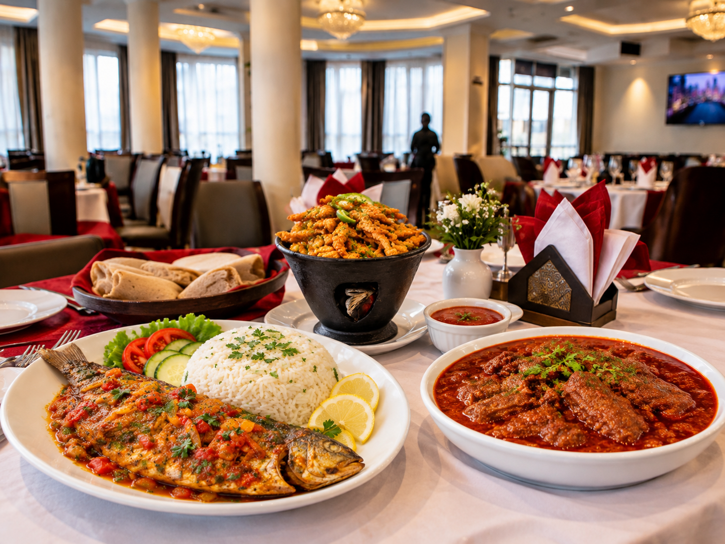 Gourmet plated dish in an elegant restaurant