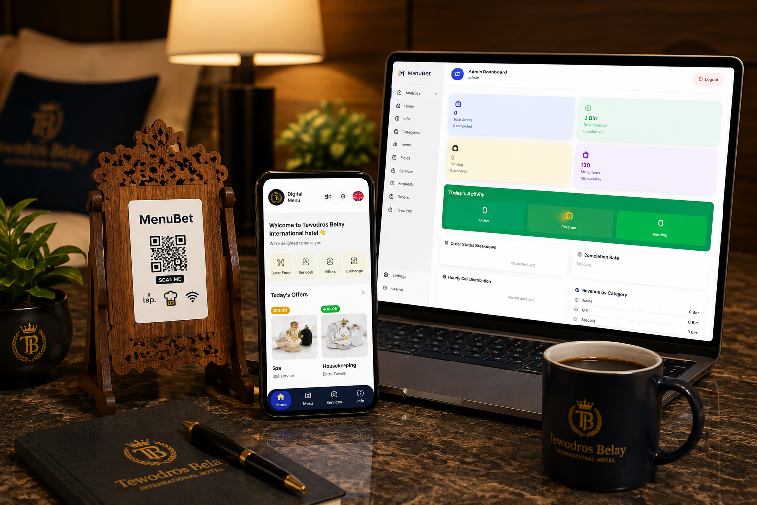 Digital menu on smartphone