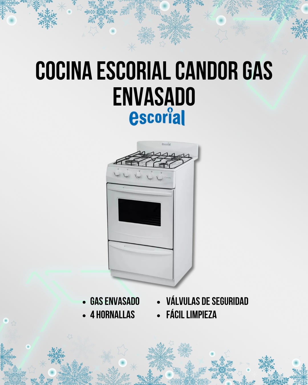 Cocina Escorial Candor S2 Negra Gas Natural (Candor S2) (N°1668