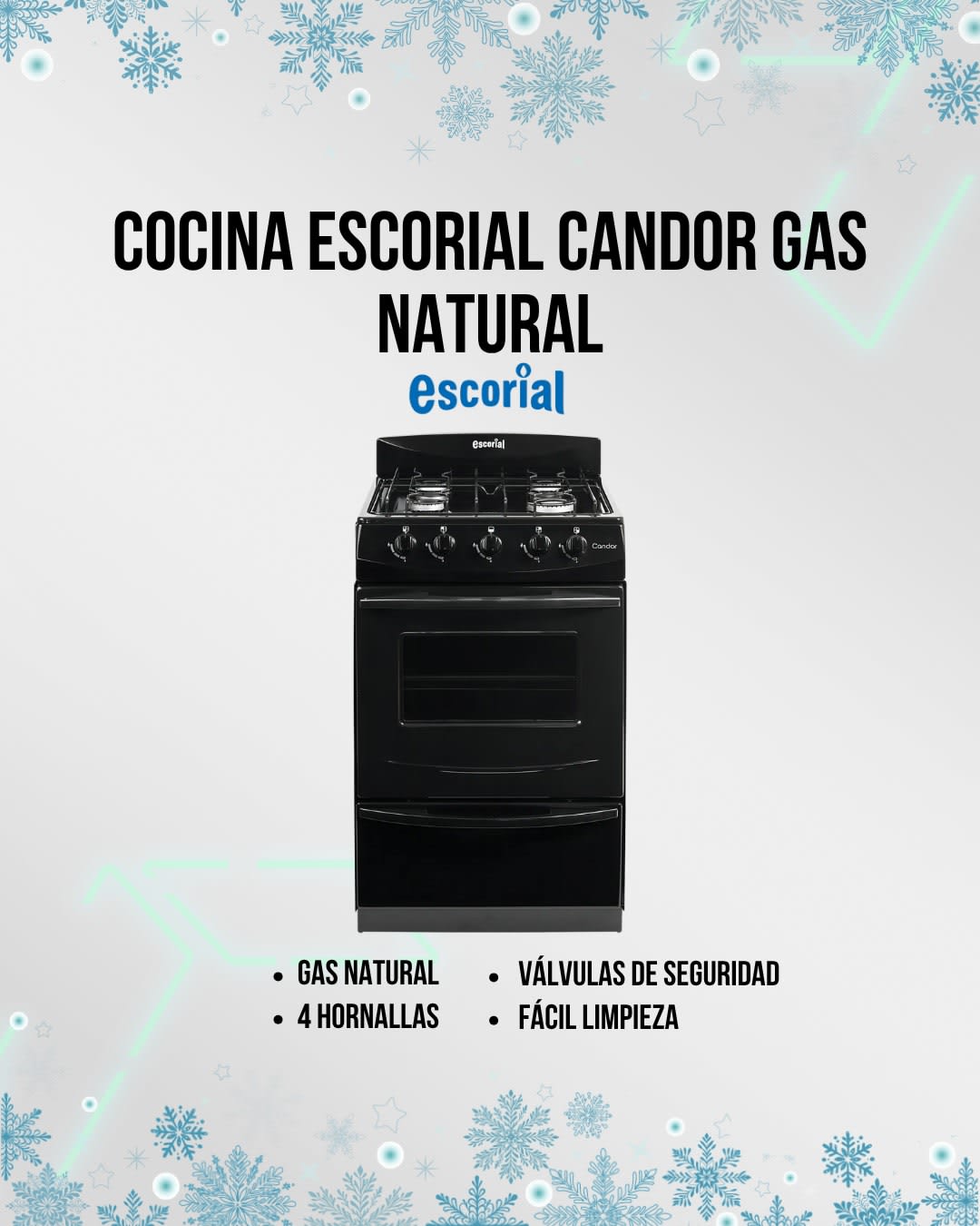 Cocina Escorial Candor Gas Envasado Con Puerta Con Visor Color Blanco (N°1669