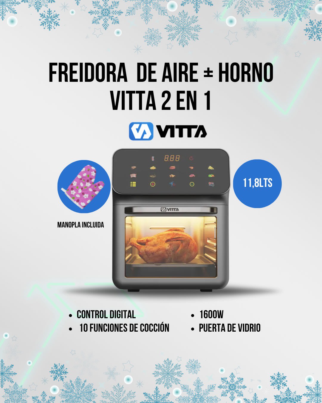 Freidora de Aire Vitta 8Lts. Digital AFR-1701 (N°5290