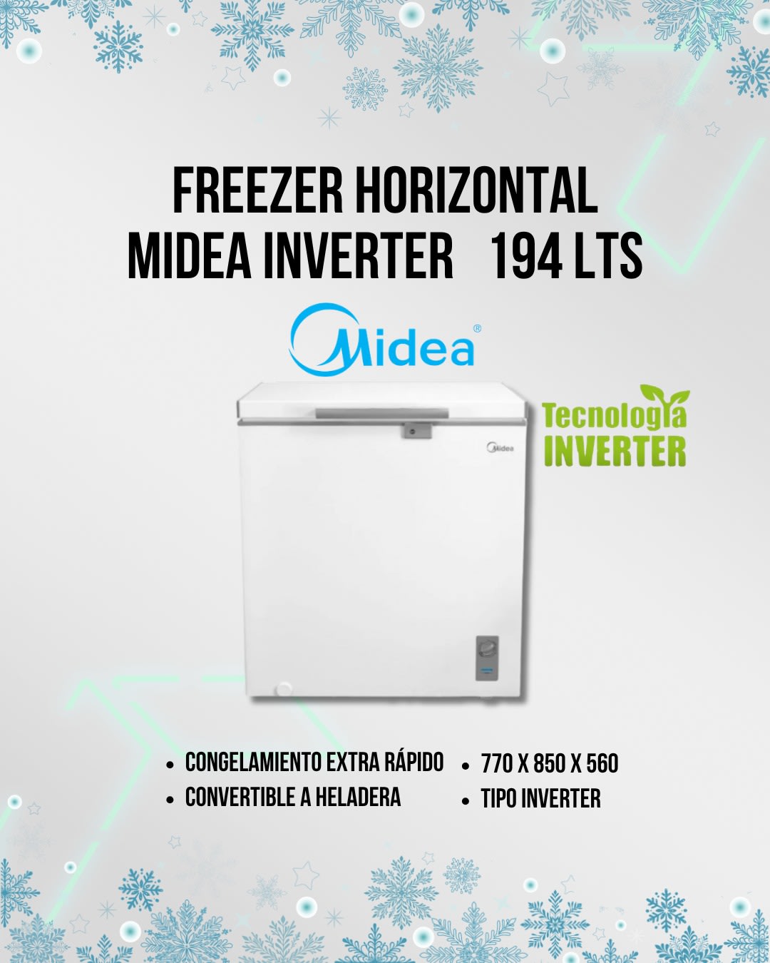Freezer Horizontal Midea Inverter 194l Color Blanco (N°5952