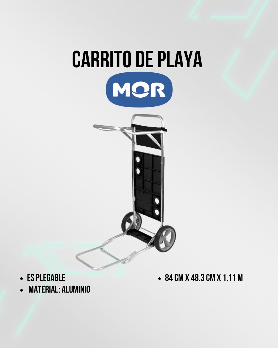 Carrito de Playa Negro de Aluminio MOR (N°6737