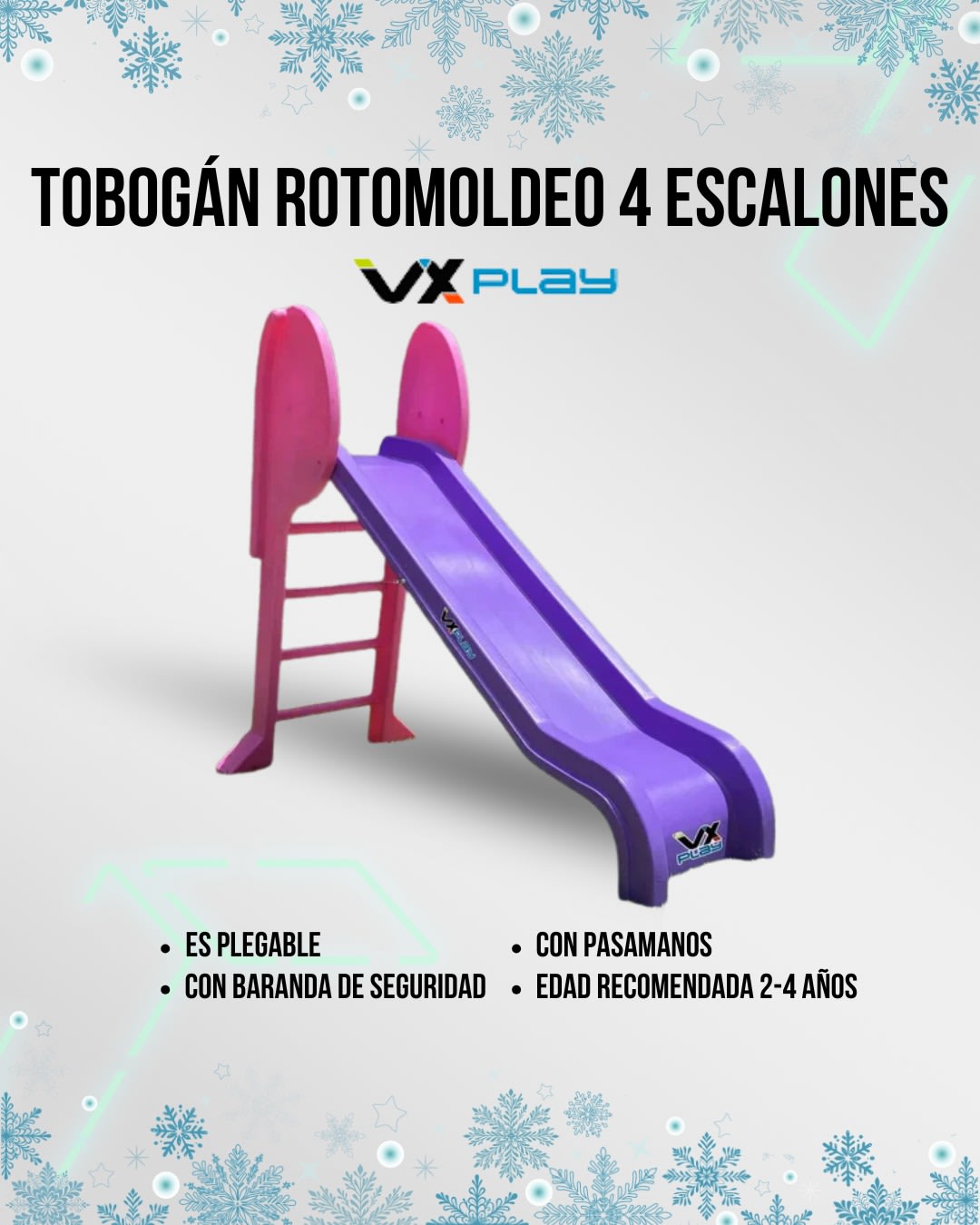 Tobogán Plegable 4 Escalones Naranja-Celeste Agua NRA-204-AGUA (N°6973