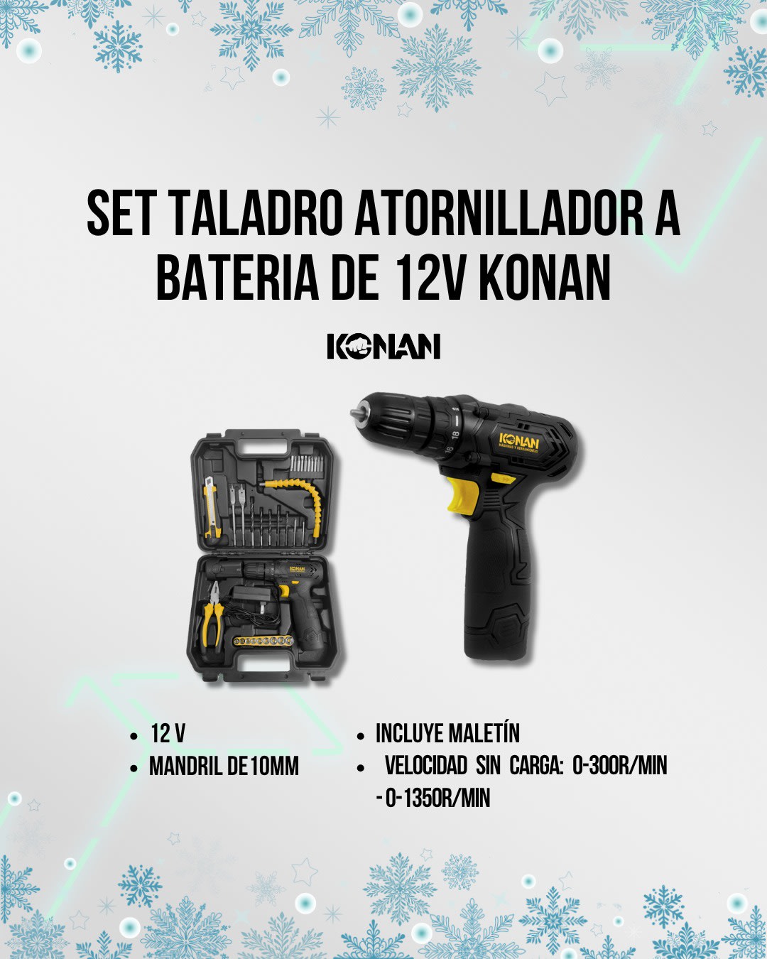Set Taladro Konan a Batería 12V + Herramientas KSET12V (N°7007