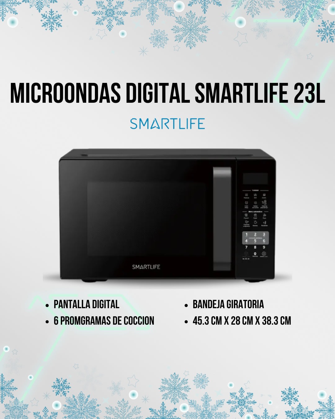 Microondas Smartlife 23 Litros Digital con Grill Color Negro SL-MVO23MDGB