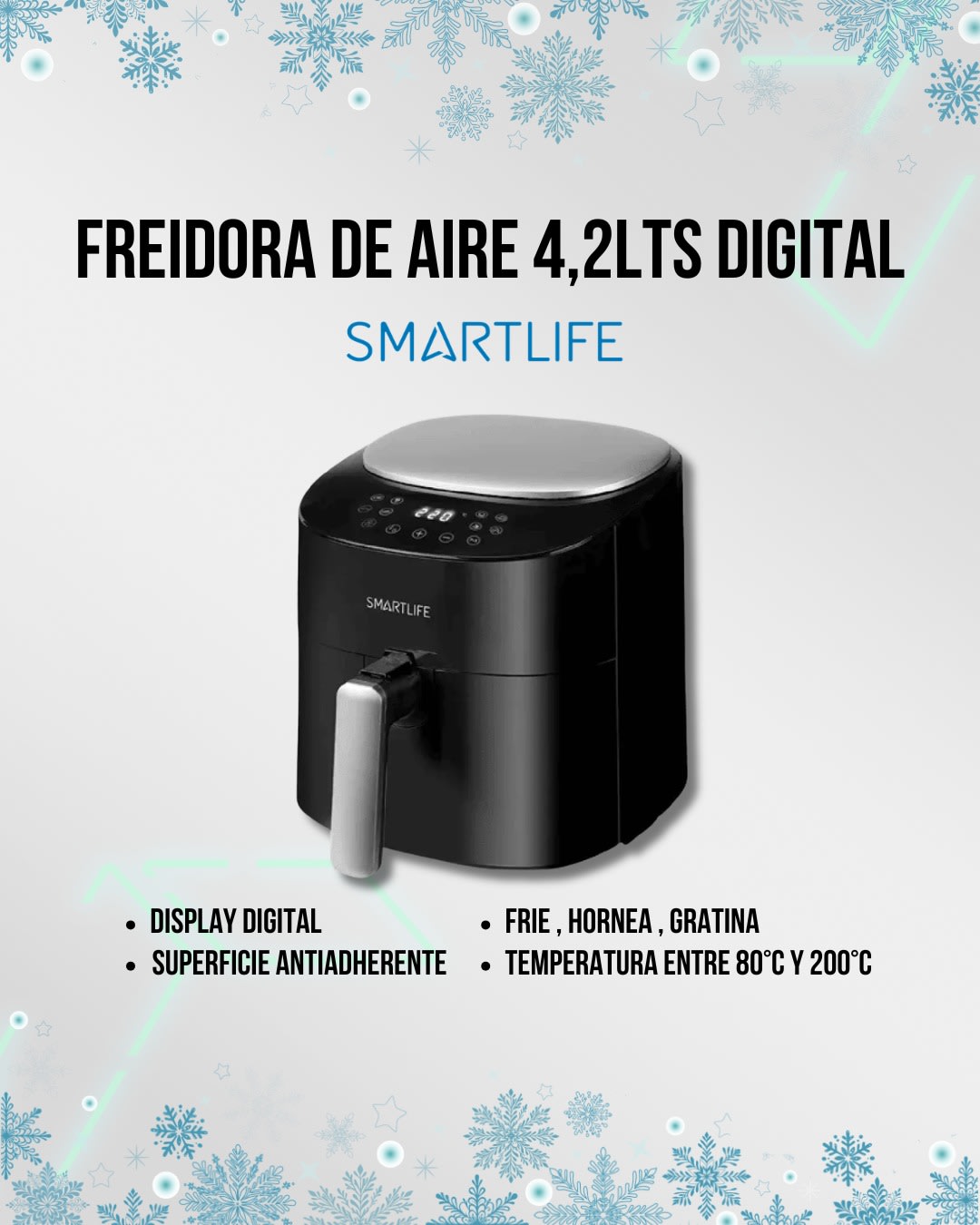 Freidora SMARTLIFE De Aire De 4,2L Digital (SL-AF90001)