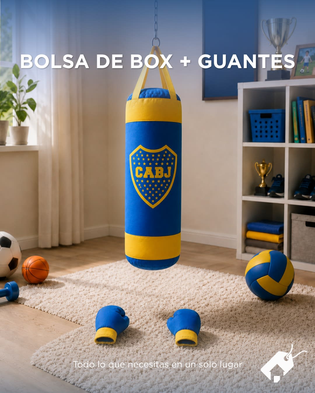 Bolsa de Box + Guantes (chico) de Boca para chicos