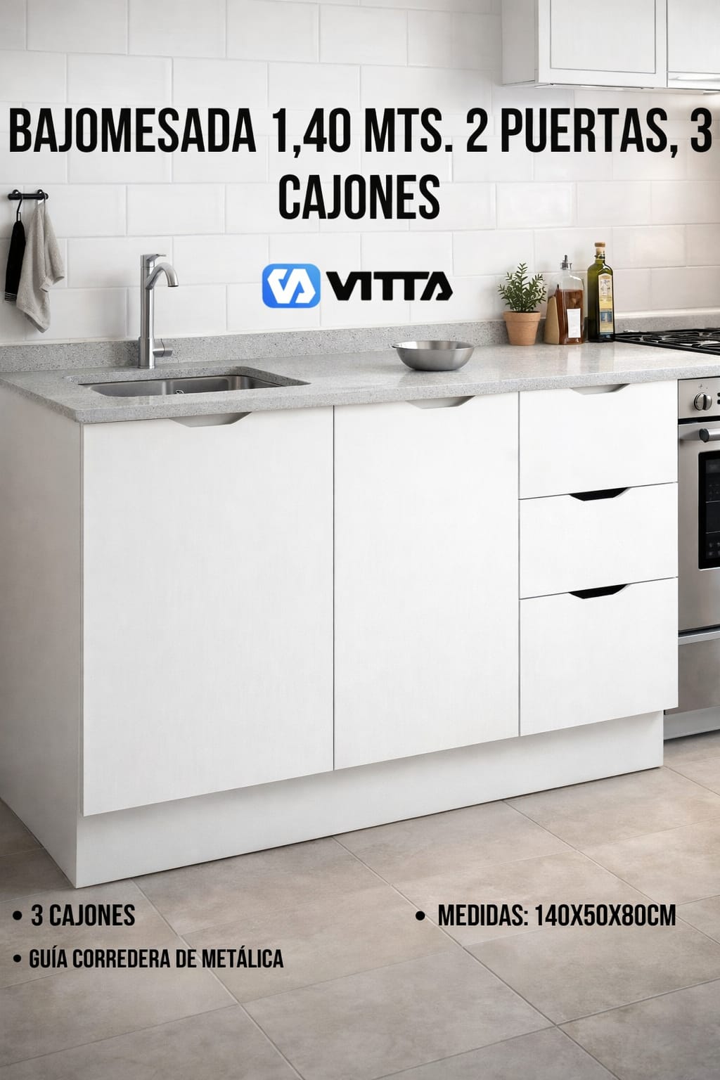 Bajomesada Vitta 2 Puertas / 3 Cajones